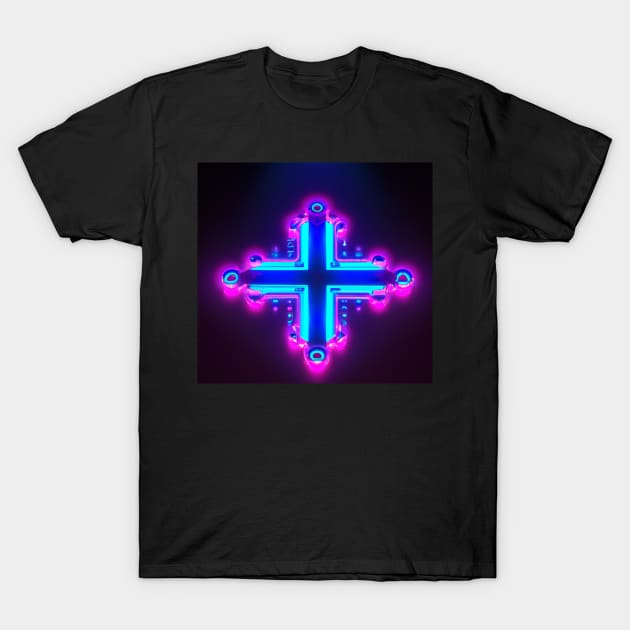 Cyber neon cross T-Shirt by SJG-digital